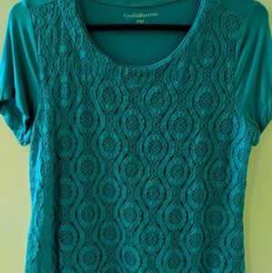 Croft & Barrow Petite Lace Trim Tee